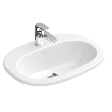 Villeroy & Boch O.novo - Süvistatud valamu 56x41 cm, ülevooluga, segistiavaga, alpine valge 41615601